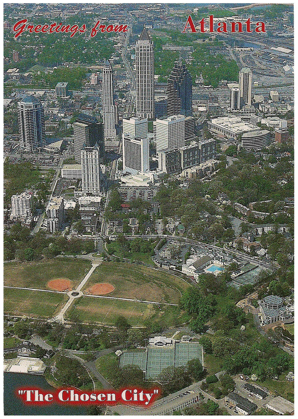 Atlanta midtown aerial postcard front