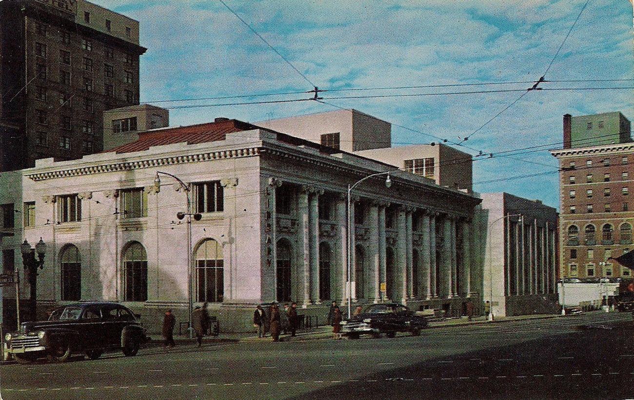 Main branch downtown library postcard (front)